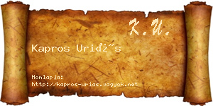 Kapros Uriás névjegykártya